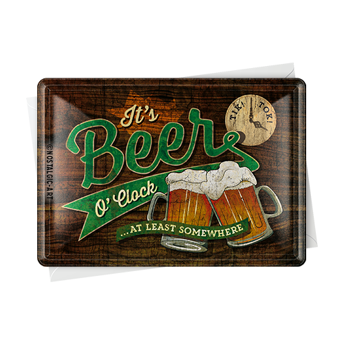 nostalgic-art-beer-o-clock-glasses-biglietto-in-metallo-10x14-cm image 2