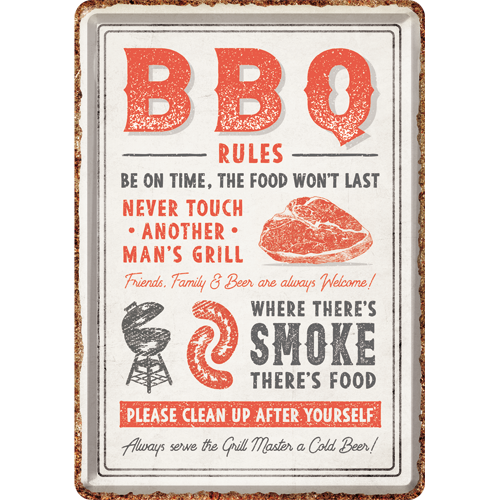 nostalgic-art-bbq-rules-cartolina-metallica-10x14-cm-fronte-metallo-design-origi image 1