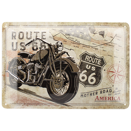 nostalgic-art-route-66-bike-map-targa-in-metallo-20x30-cm-2 image 1