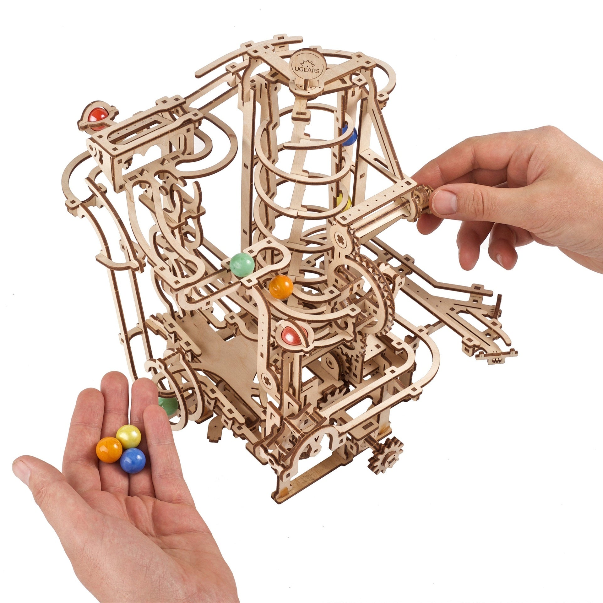 ugears-marble-run-spiral-hoist-puzzle-3d-meccanico-in-legno image 4