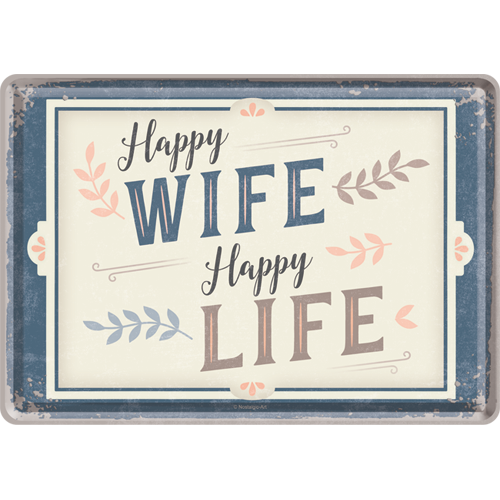 nostalgic-art-happy-wife-happy-life-metal-card-10x14-cm image 1