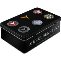 nostalgic-art-mercedes-benz-logo-evolution-scatola-metallo-piatta-2-5-l image 2