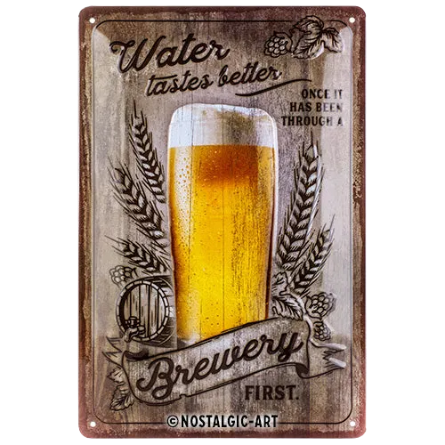 nostalgic-art-water-tastes-better-special-edition-beer-targa-metallo-20x30-cm image 1
