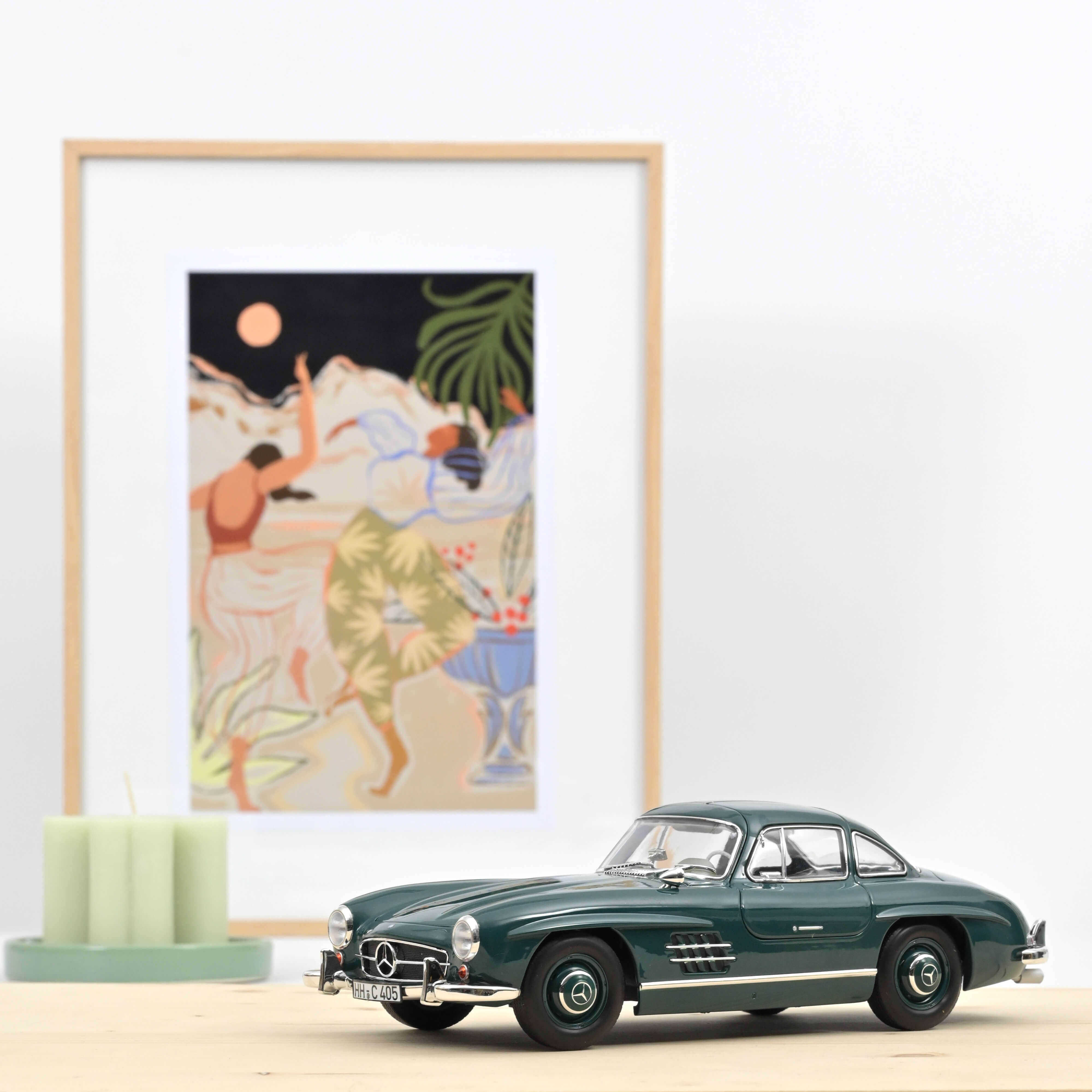 norev-mercedes-benz-300-sl-1954-modellino-auto-1-18-verde-con-interni-beige image 2