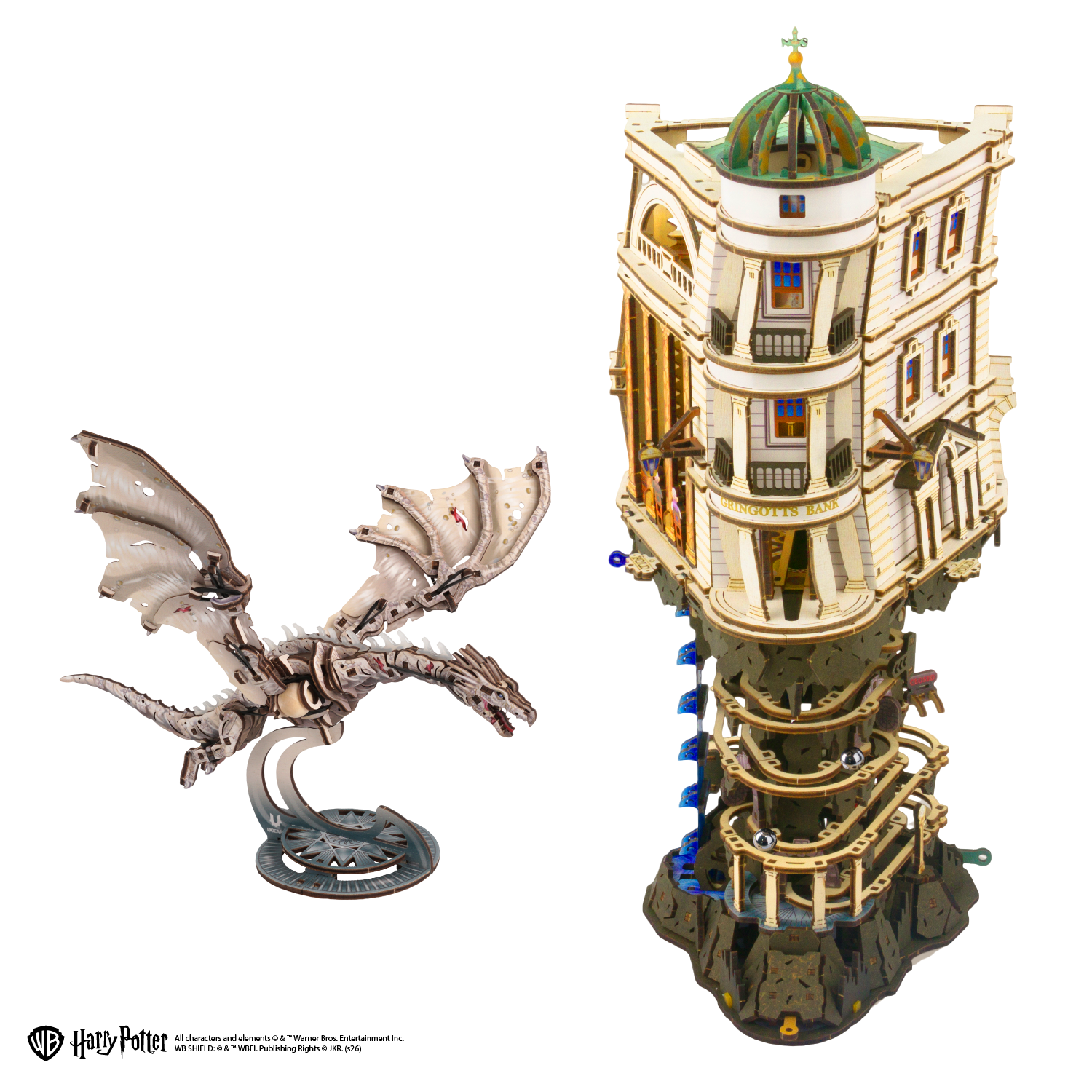 ugears-gringotts-bundle-harry-potter-marble-run-motorizzata-drago-ironbelly-in-l image 3