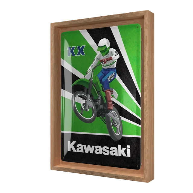 nostalgic-art-kawasaki-kx-motocross-targa-n-frame-m-edition-24x33-5-cm image 1