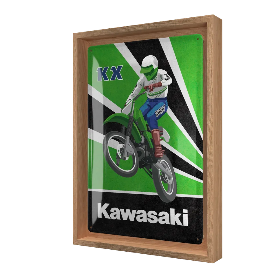 nostalgic-art-kawasaki-kx-motocross-targa-n-frame-m-edition-24x33-5-cm image 1