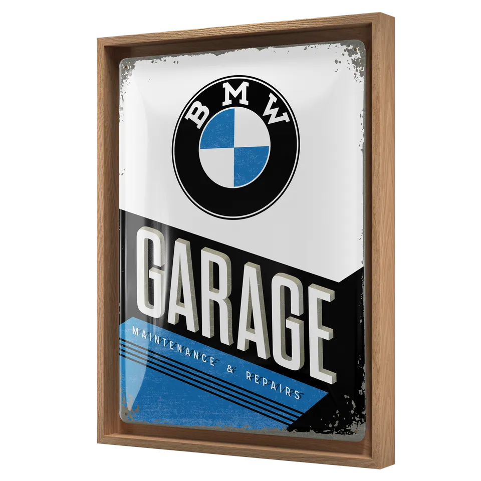 nostalgic-art-bmw-garage-n-frame-l-edition-cornice-rovere-33-5x44-cm image 1
