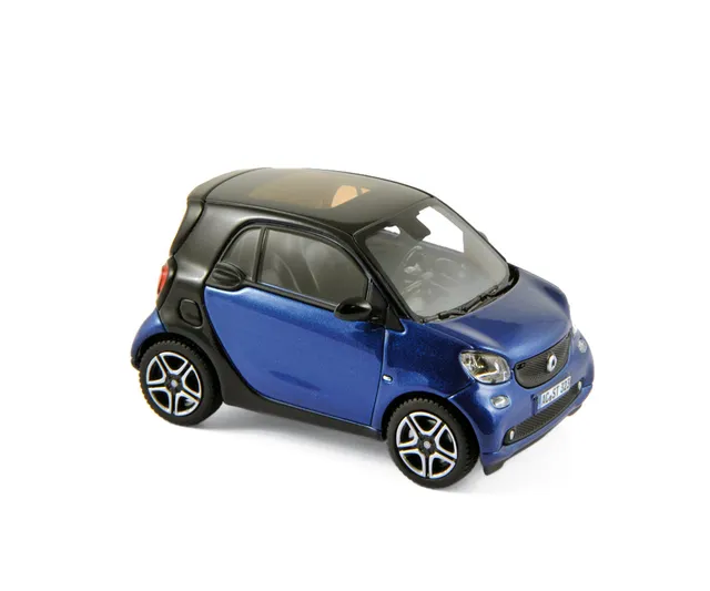 norev-smart-fortwo-2015-modellino-auto-1-43-nero-e-blu image 1