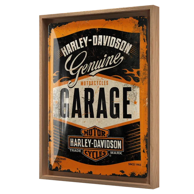nostalgic-art-harley-davidson-garage-cornice-n-frame-l-edition-33-5x44-cm image 1