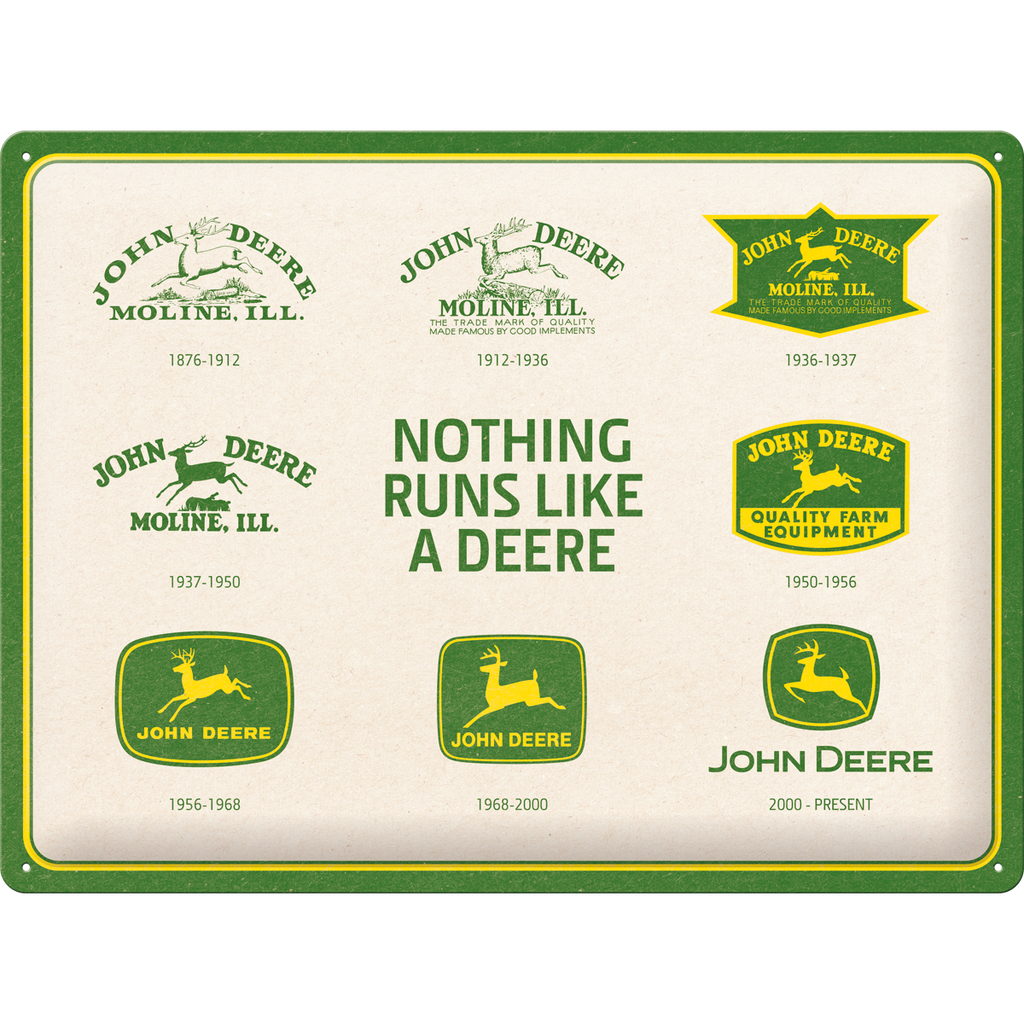 nostalgic-art-john-deere-150-years-logo-evolution-targa-in-metallo-30x40-cm-2 image 1