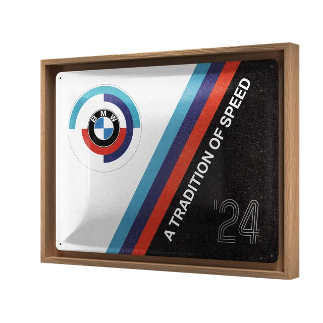 nostalgic-art-bmw-motorsport-tradition-of-speed-cornice-n-frame-l-33-5x44-cm image 1