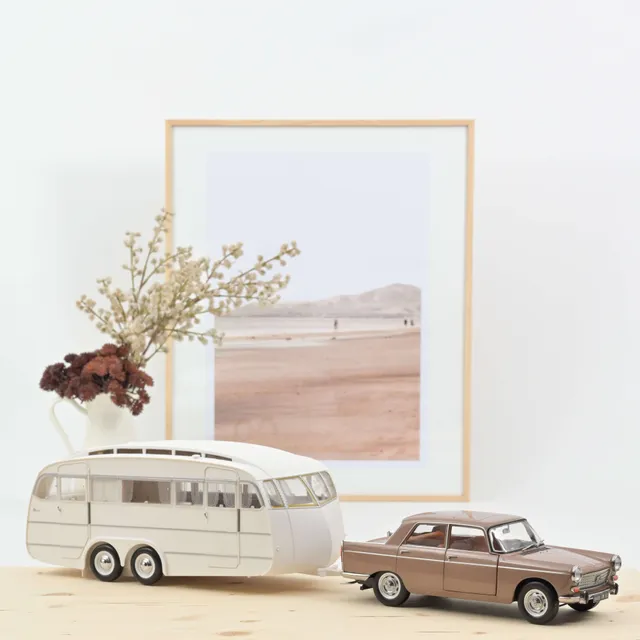norev-peugeot-404-1965-marrone-metallizzato-con-caravane-h-non-set-modellini-1-1 image 1
