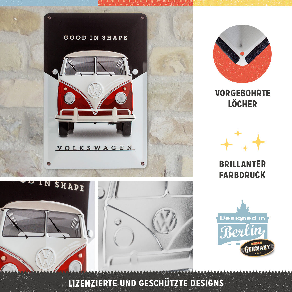 nostalgic-art-volkswagen-good-in-shape-targa-in-metallo-20x30-cm image 2