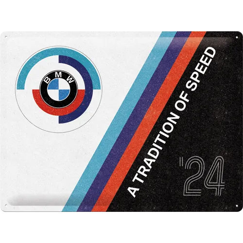 nostalgic-art-bmw-motorsport-tradition-of-speed-targa-in-metallo-30x40-cm image 1