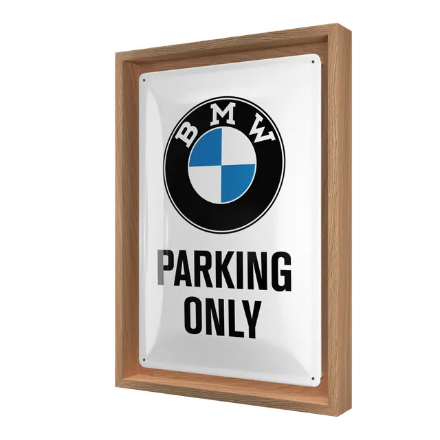 nostalgic-art-bmw-parking-only-white-targa-in-metallo-con-cornice-n-frame-m image 1