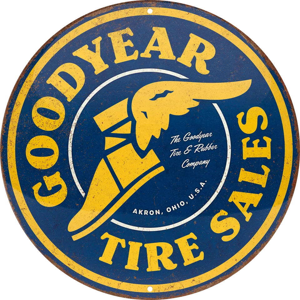 nostalgic-art-goodyear-tire-sales-insegna-rotonda-in-metallo-35-cm image 1