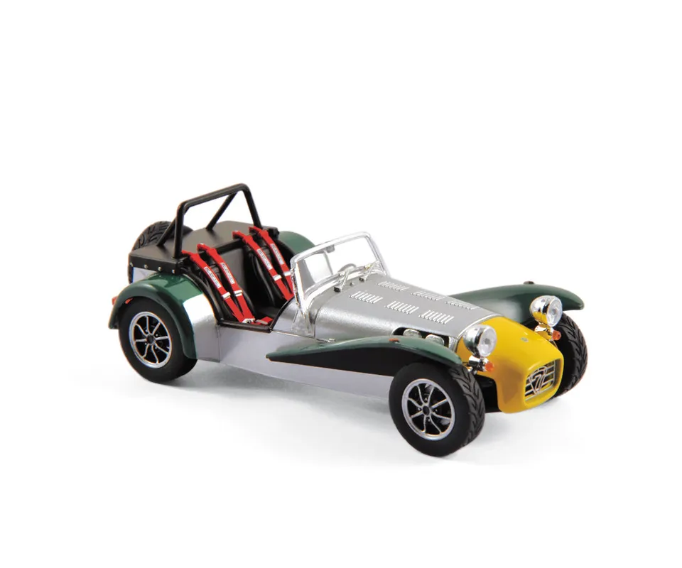 norev-caterham-super-seven-1983-alluminio-giallo-verde-1-43-modellino-sportiva-d image 1