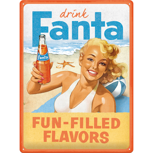 nostalgic-art-fanta-beach-girl-targa-in-metallo-30x40-cm-in-rilievo image 1