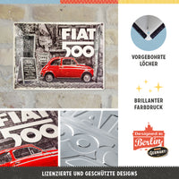 nostalgic-art-fiat-500-red-car-in-the-street-targa-in-metallo-30x40-cm image 4