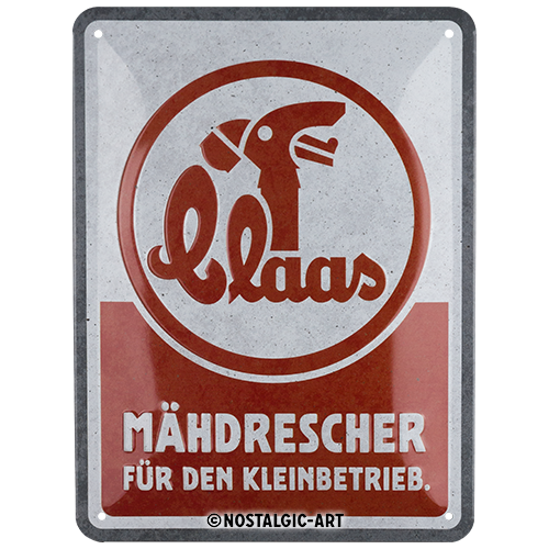 nostalgic-art-claas-m-hdrescher-targa-in-metallo-15x20-cm image 1