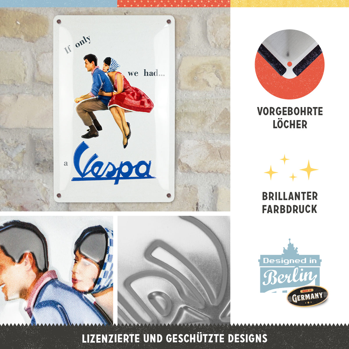 nostalgic-art-vespa-if-only-we-had-a-vespa-targa-in-metallo-20x30-cm image 3