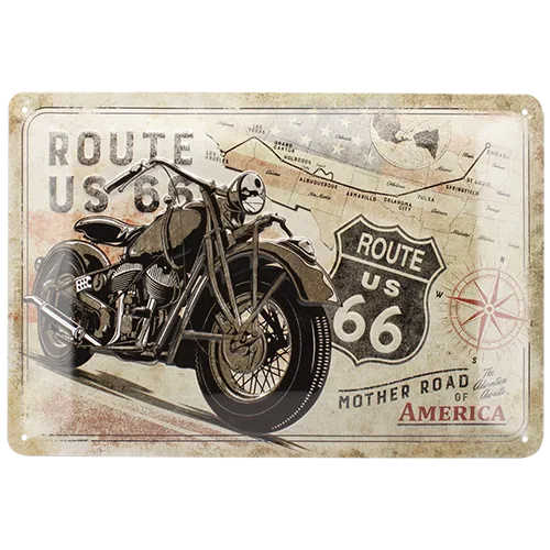 nostalgic-art-route-66-bike-map-targa-in-metallo-20x30-cm image 1