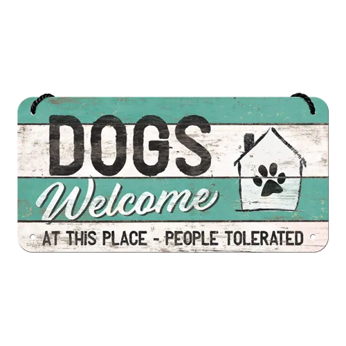 nostalgic-art-pfotenschild-dogs-welcome-insegna-in-metallo-da-appendere-10x20-cm image 1
