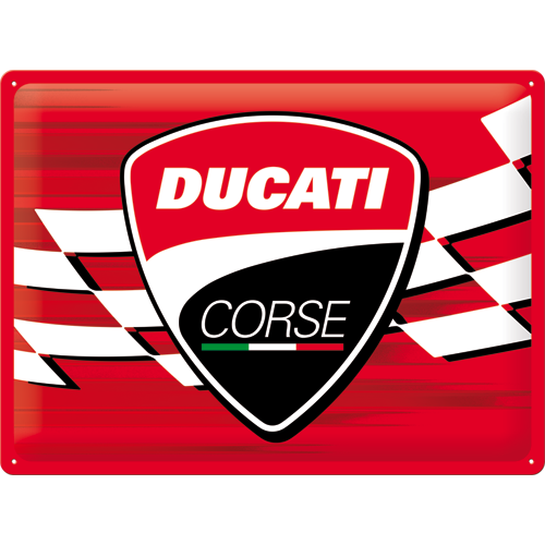 nostalgic-art-ducati-corse-logo-racing-flag-targa-in-metallo-30-x-40-cm image 1