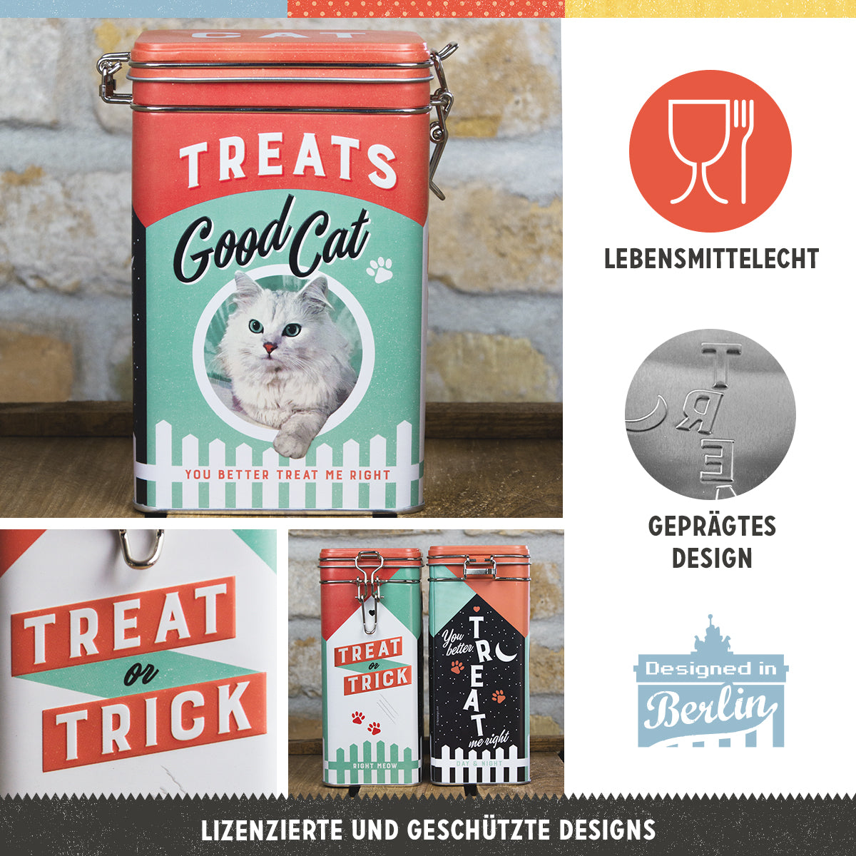 nostalgic-art-good-cat-treats-scatola-metallo-con-chiusura-clip-7-5x11x17-5-cm image 2