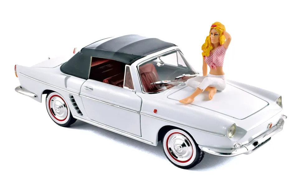 norev-renault-floride-1958-bianca-con-figura-b-bardot-modellino-auto-1-18 image 1