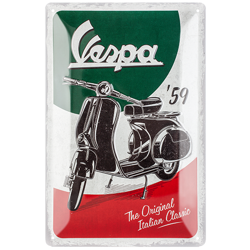 nostalgic-art-vespa-the-italian-classic-targa-in-metallo-20x30-cm image 1