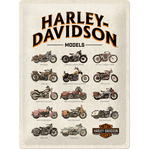 nostalgic-art-harley-davidson-model-chart-targa-in-metallo-30x40-cm image 1