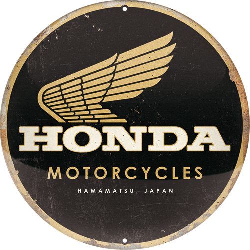 nostalgic-art-honda-mc-motorcycles-gold-targa-rotonda-in-metallo-35-cm-2 image 1