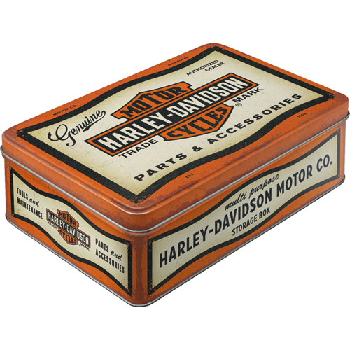 nostalgic-art-harley-davidson-parts-accessories-scatola-metallo-piatta-2-5-litri image 1