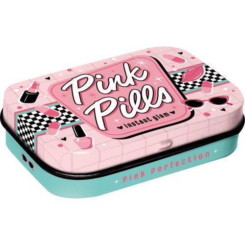 nostalgic-art-pink-glam-pills-scatolina-portapillole-in-metallo-con-mentine image 1
