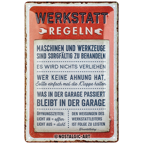 nostalgic-art-werkstattregeln-targa-in-metallo-20x30-cm-2 image 1