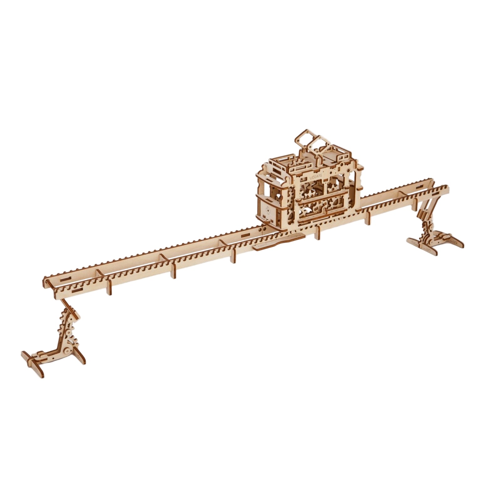 ugears-tram-on-rails-modellino-meccanico-in-legno-con-binari image 2