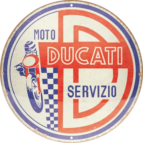 nostalgic-art-ducati-moto-servizio-targa-rotonda-in-metallo image 1