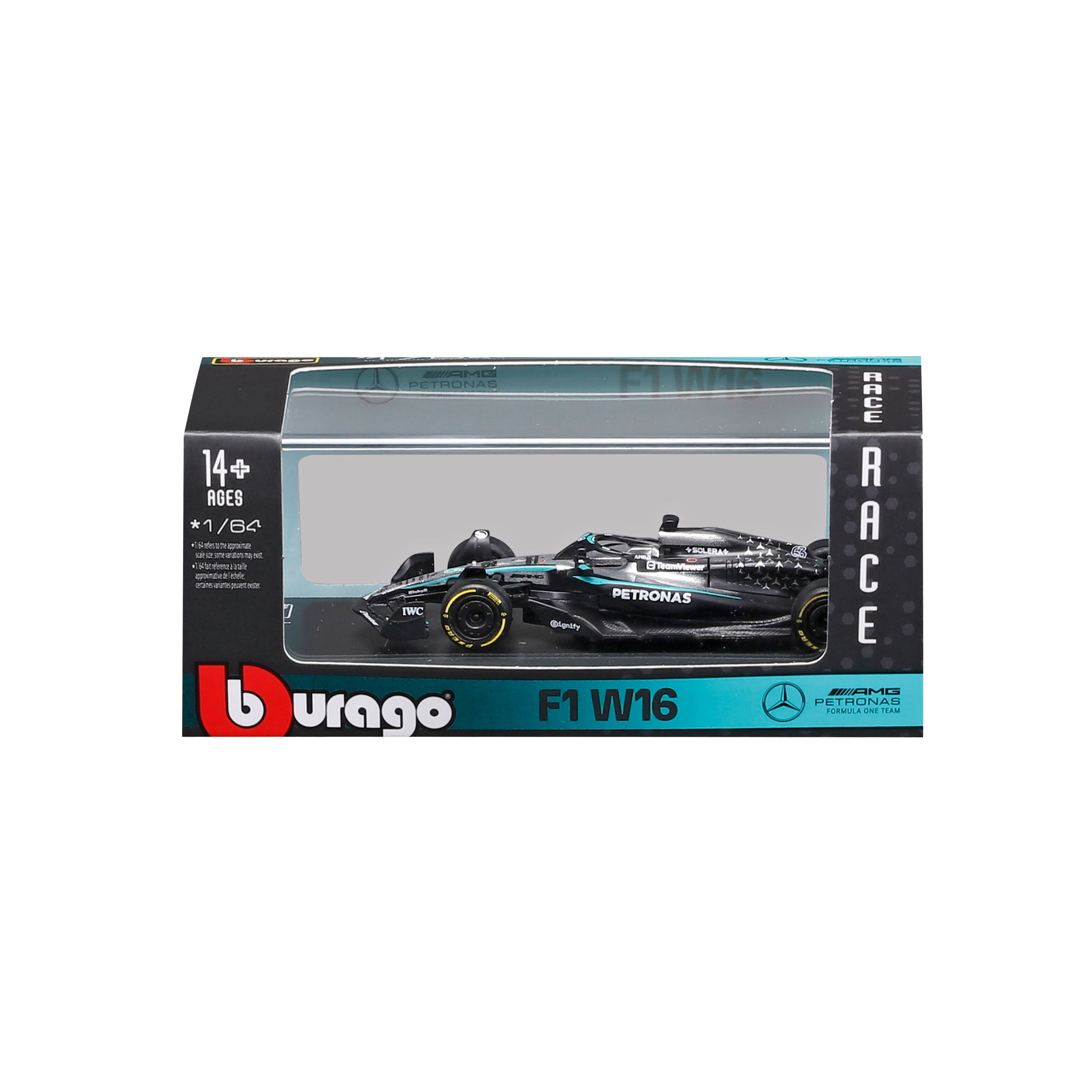 bburago-mercedes-amg-f1-w16-2025-63-george-russell-modellino-scala-1-64-con-teca image 7