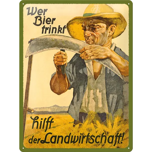 nostalgic-art-wer-bier-trinkt-hilft-der-landwirtschaft-targa-in-metallo-30x40-cm image 1
