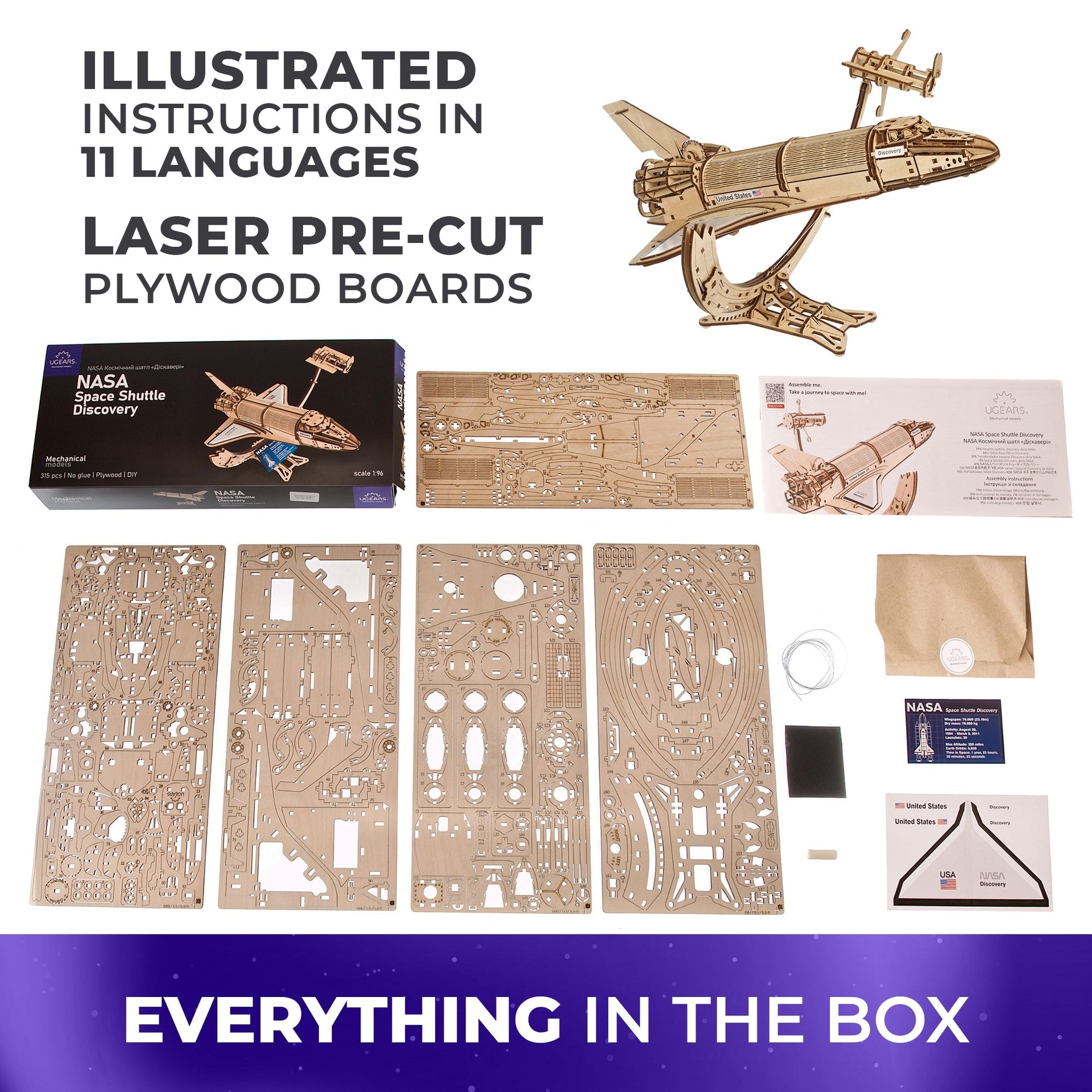 ugears-nasa-space-shuttle-discovery-modellino-meccanico-in-legno image 5