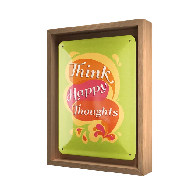 nostalgic-art-think-happy-thoughts-n-frame-s-edition-cornice-in-legno-18-5x24-cm image 1