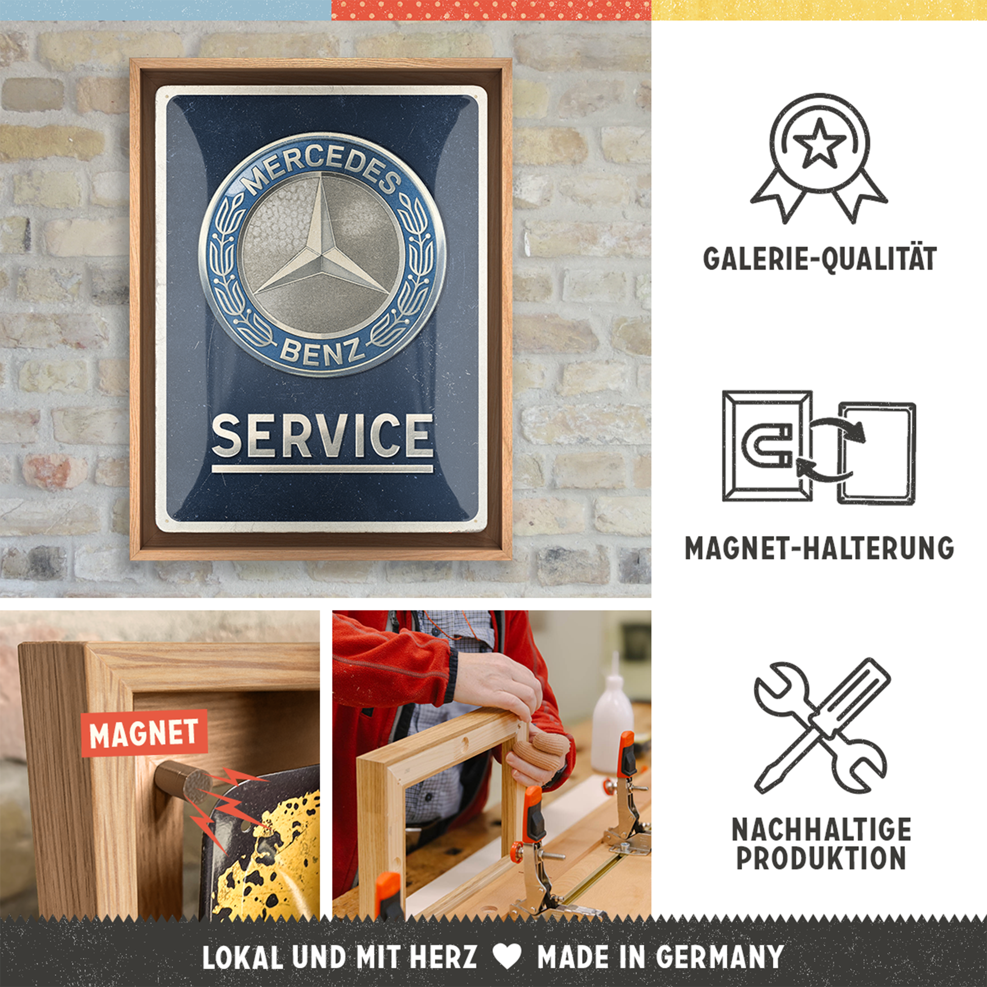 nostalgic-art-mercedes-benz-service-emblem-blue-n-frame-l-edition-33-5x44-cm image 3