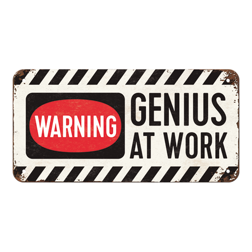 nostalgic-art-genius-at-work-insegna-in-metallo-da-appendere-10x20-cm image 3