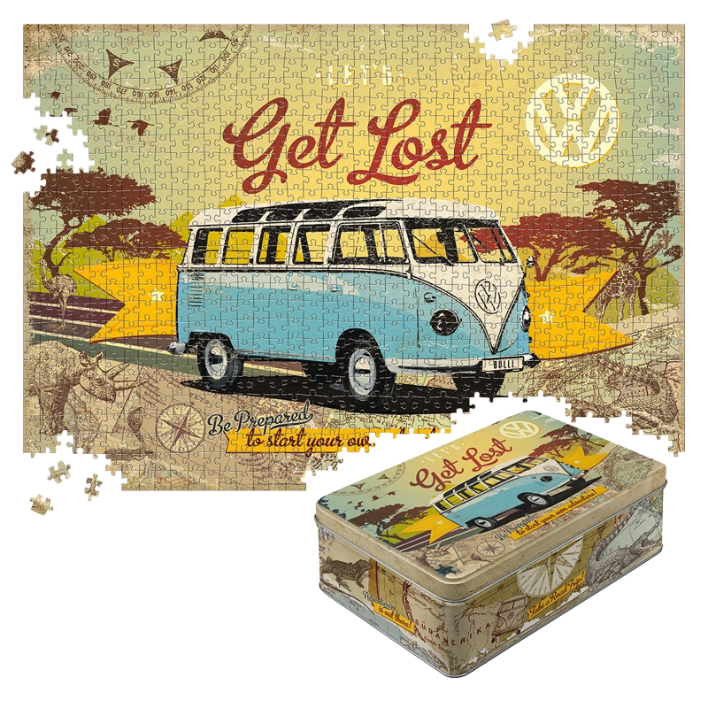 nostalgic-art-vw-bulli-let-s-get-lost-1-puzzle-1000-pezzi-in-scatola-di-latta image 1