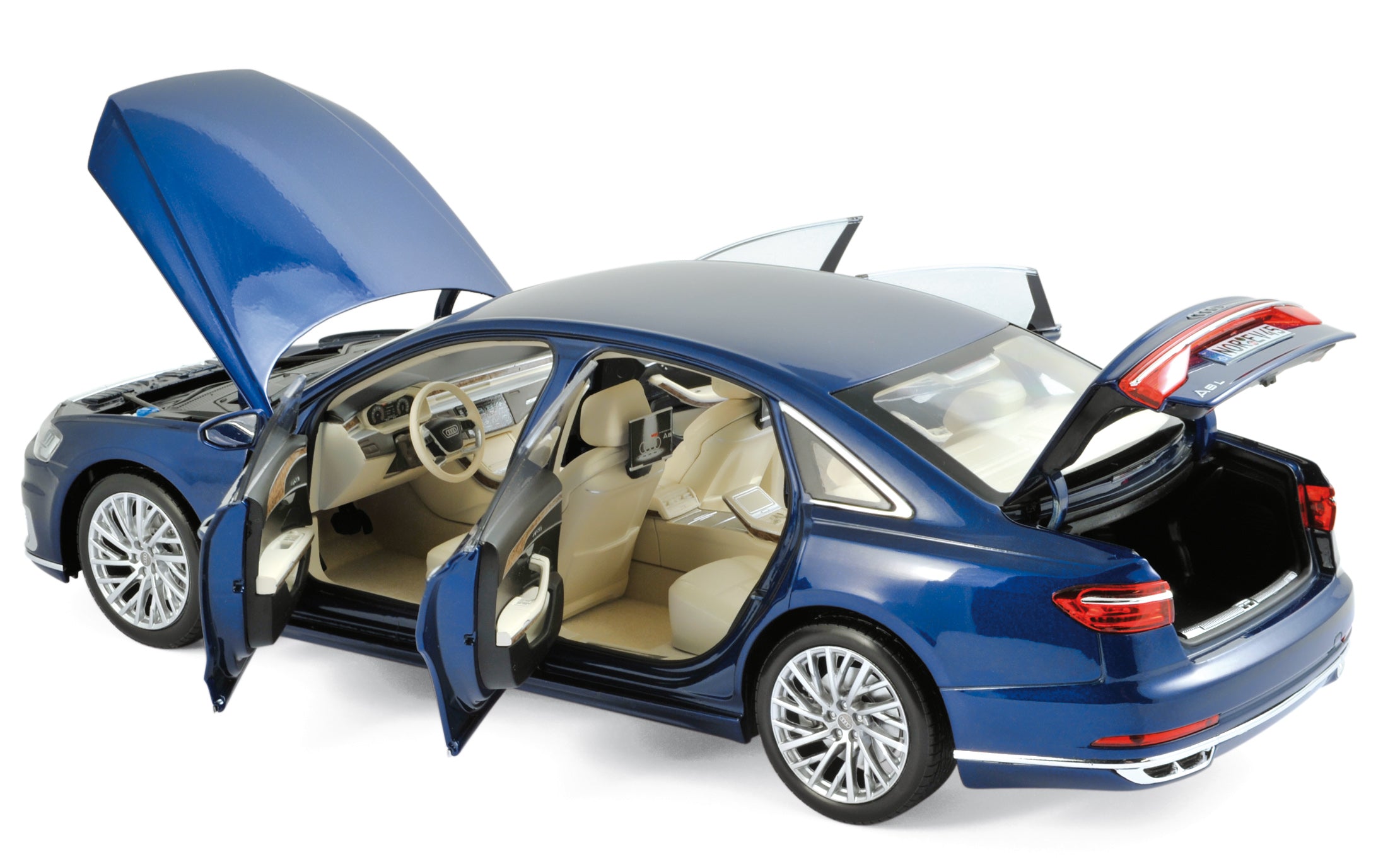 norev-audi-a8-l-2017-modellino-auto-1-18-blu-metallizzato image 2