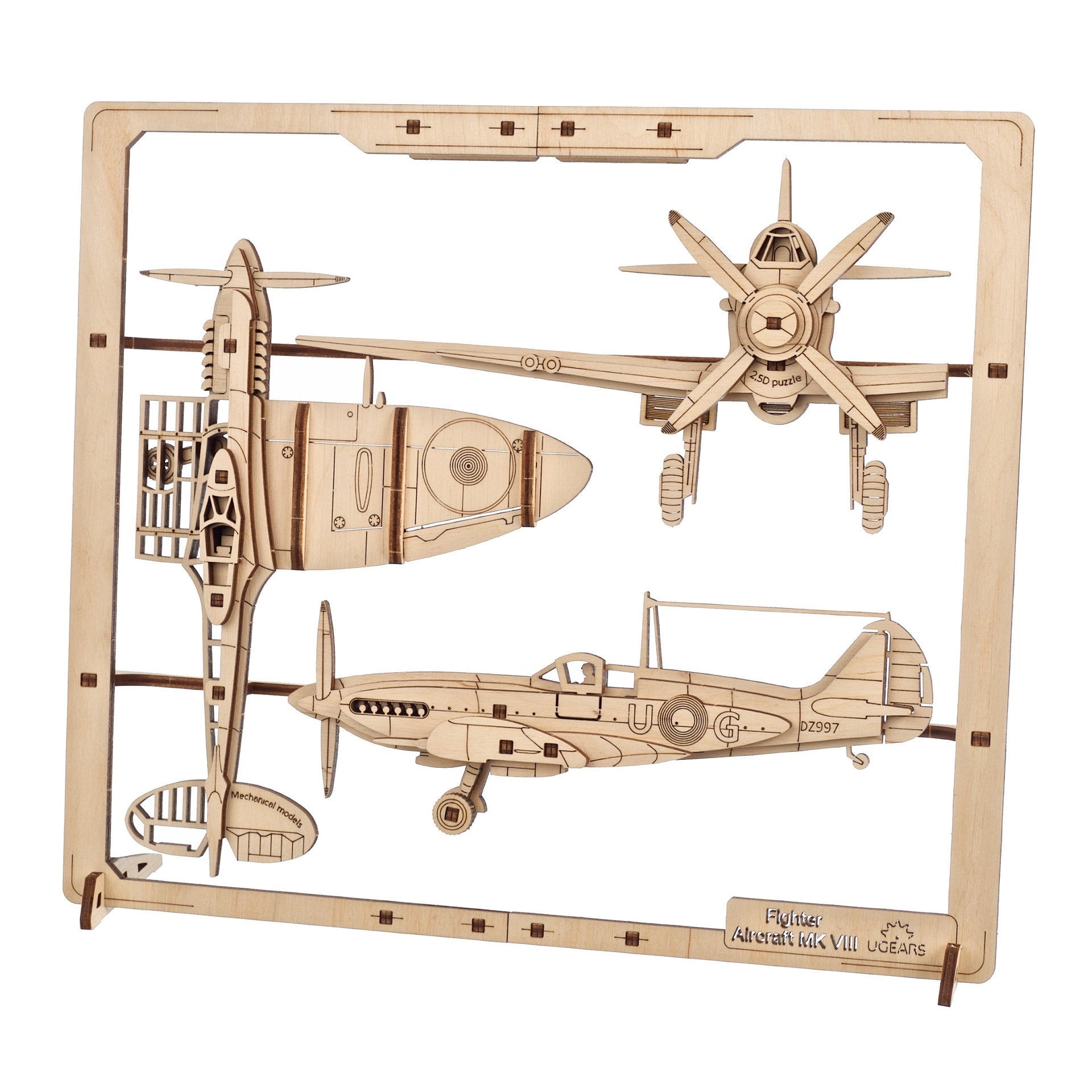 ugears-fighter-aircraft-2-5d-puzzle-spitfire-anni-40-in-legno image 2