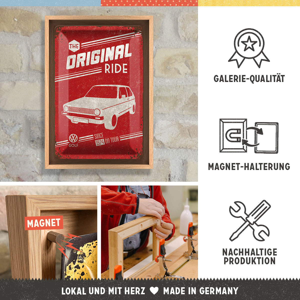 nostalgic-art-vw-golf-the-original-ride-n-frame-m-edition-24x33-5-cm image 3
