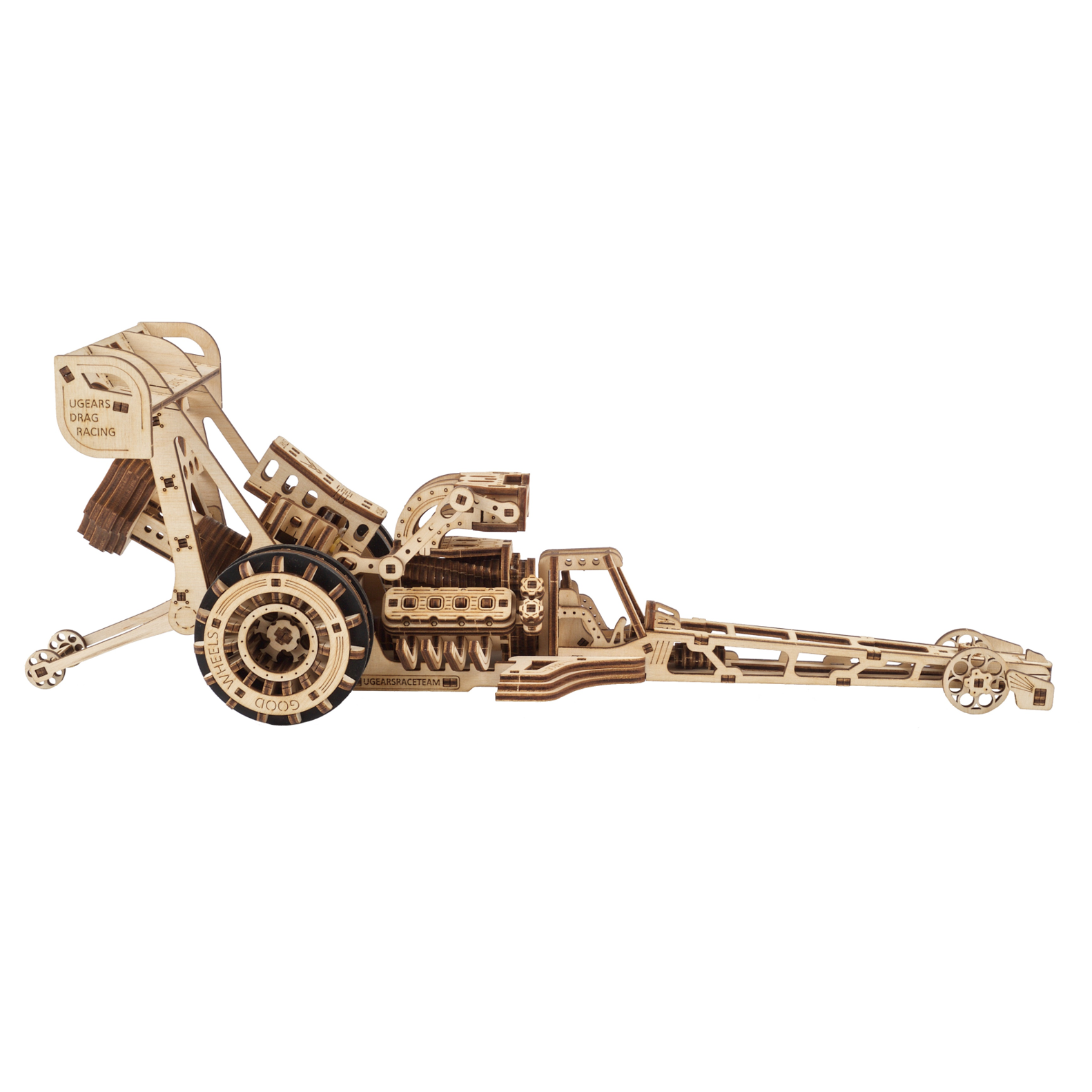 ugears-top-fuel-dragster-modellino-meccanico-in-legno-dragster-da-corsa-a-molla image 3